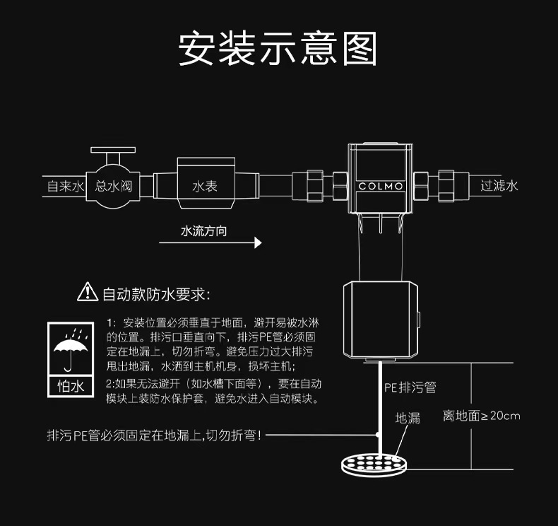 COLMO 管道式凈水機 月巖灰 CWQZ-A25S