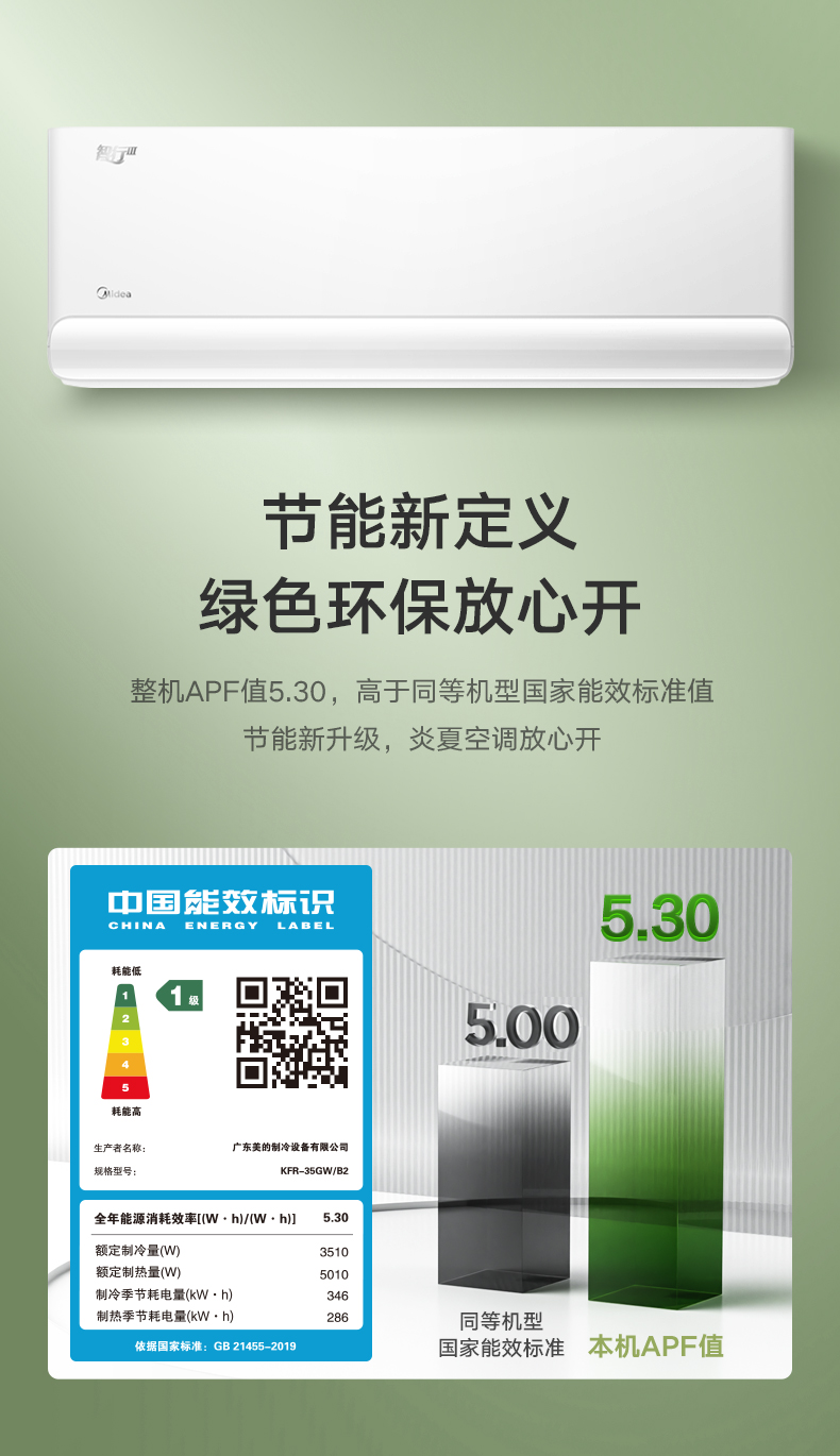 美的 智能掛機 極地白 KFR-35GW/B2